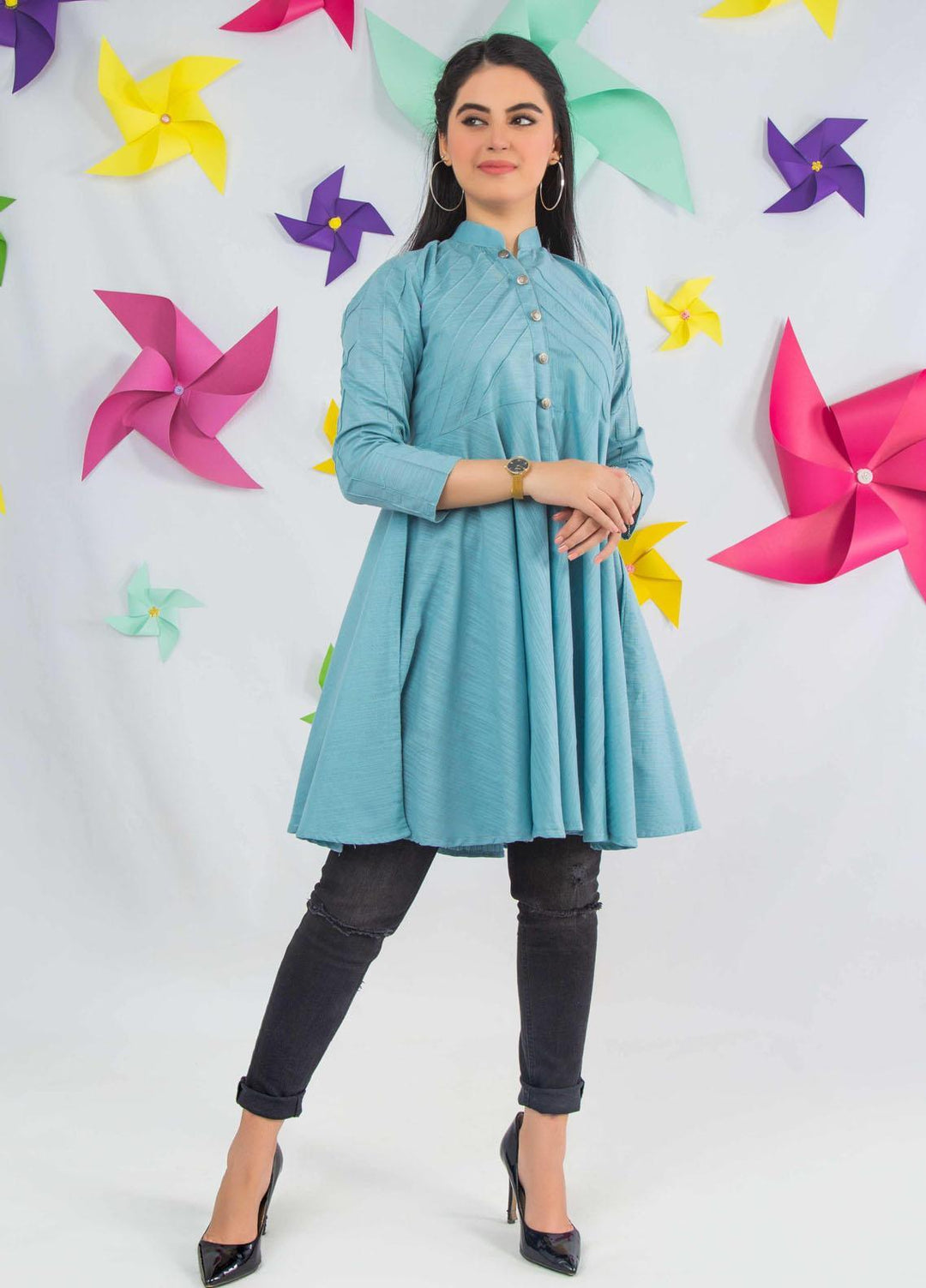 Modest Pret  Khaddar Top Aquatic Desire - Khaddar W33-Gray