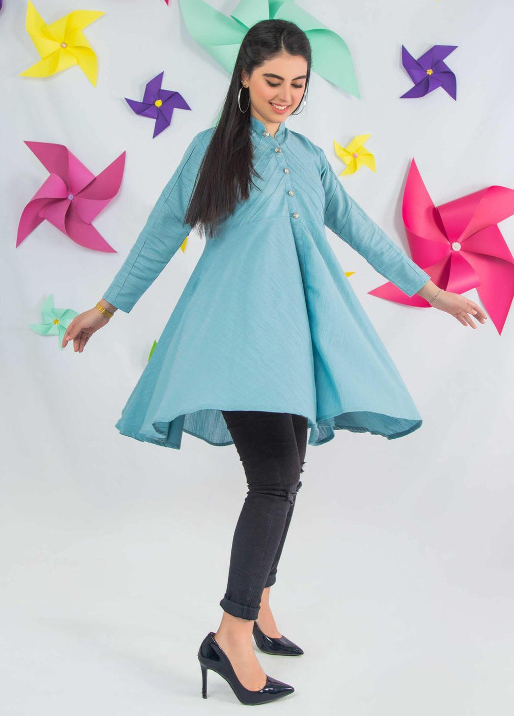 Modest Pret  Khaddar Top Aquatic Desire - Khaddar W33-Gray