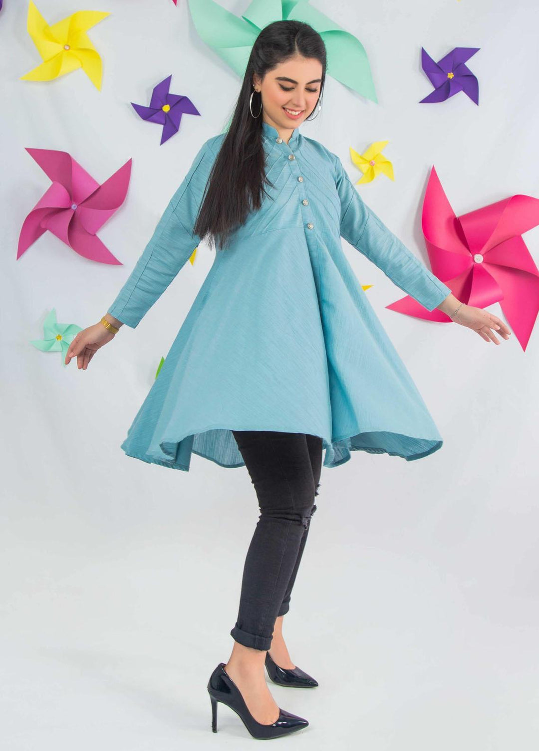 Modest Pret  Khaddar Top Aquatic Desire - Khaddar W33-Gray
