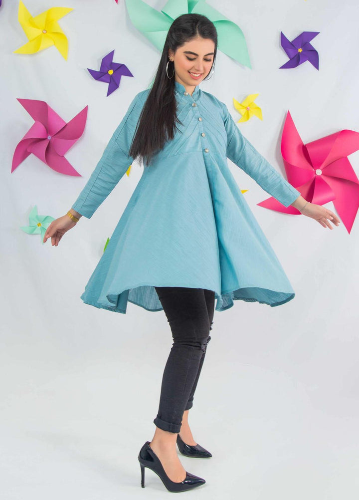 Modest Pret  Khaddar Top Aquatic Desire - Khaddar W33-Gray