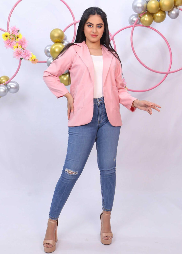 Modest Pret  Cotton Jacket Notch Collar W37-Pink