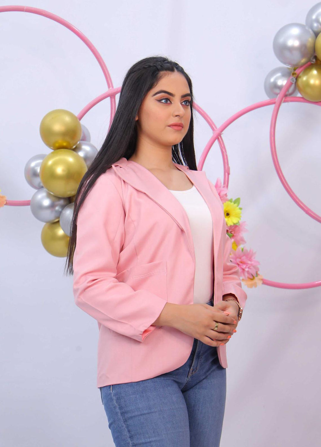 Modest Pret  Cotton Jacket Notch Collar W37-Pink