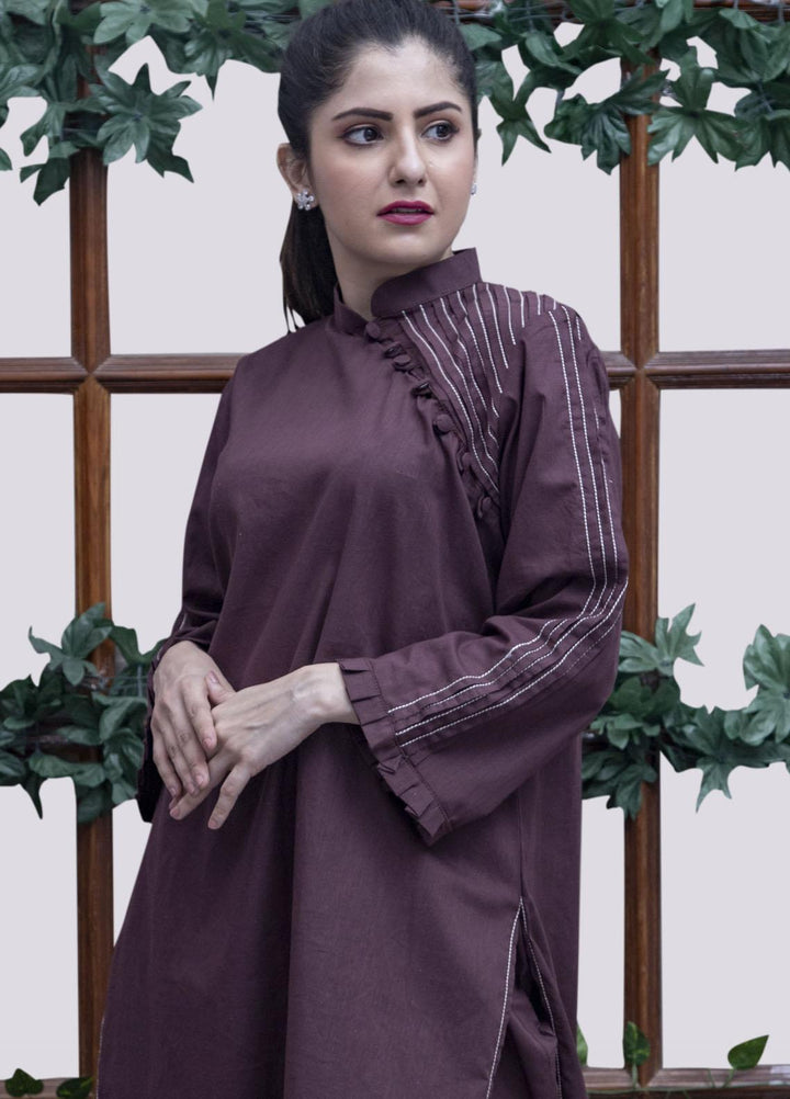 Modest Pret  Cotton 2 Piece Mahtaab W45-Brown
