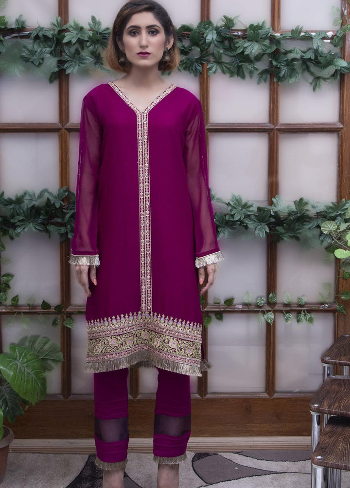 Modest Pret  Chiffon 2 Piece Aashna - W53-purple