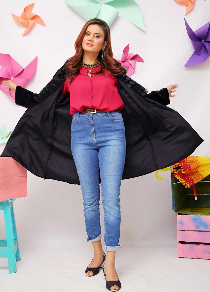 Modest Pret  Velvet Coat Black Tunic - Trench 3045-Black