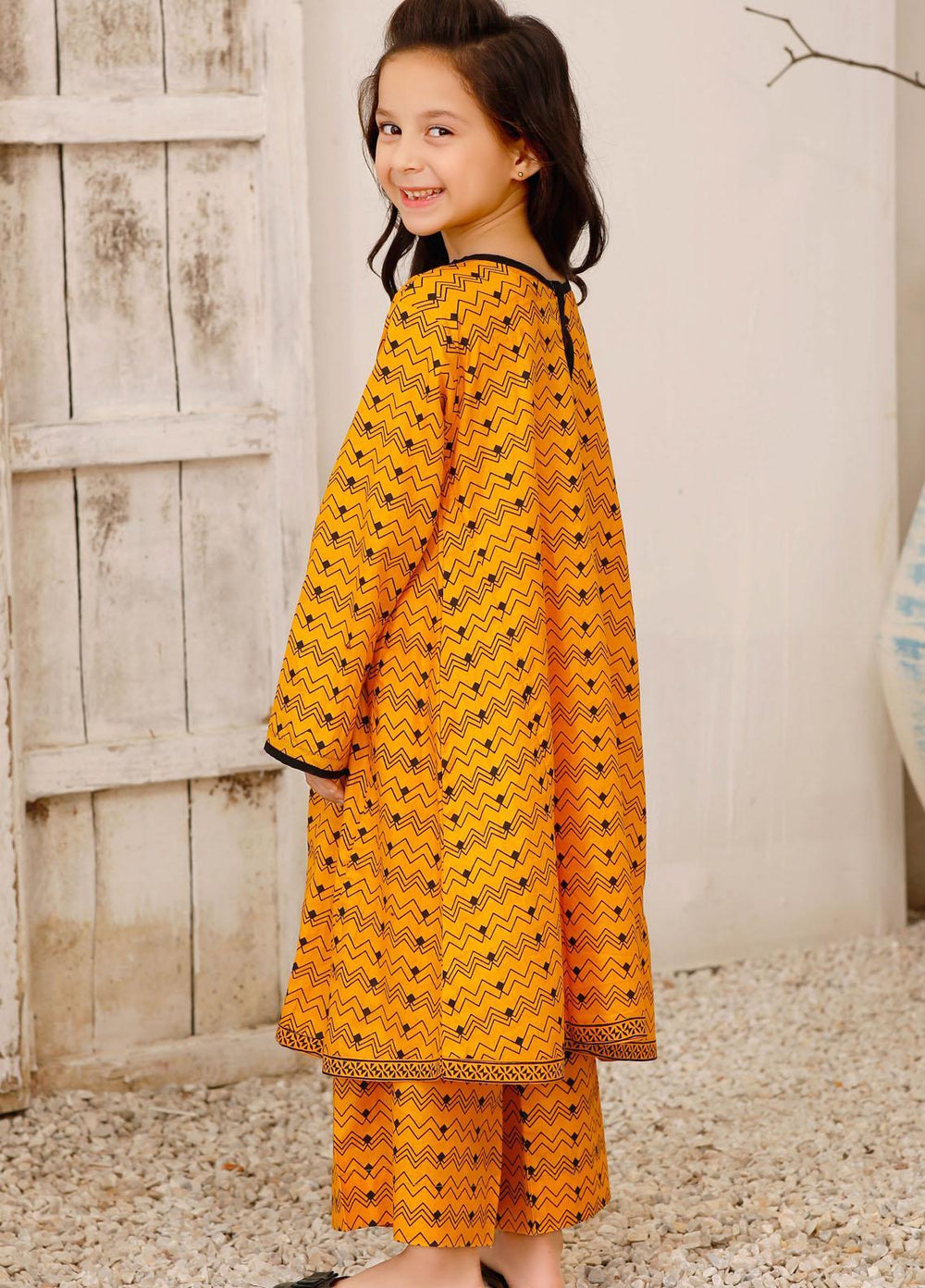 Modest Cotton Pret 2 Piece Suit for Girls -  Sun flower 6085-Yellow
