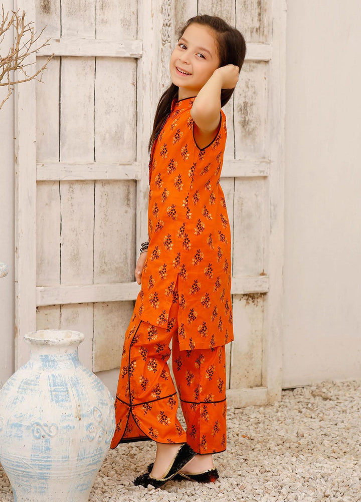Modest Cotton Pret 2 Piece Suit for Girls -  Bumble bee 6075-Orange