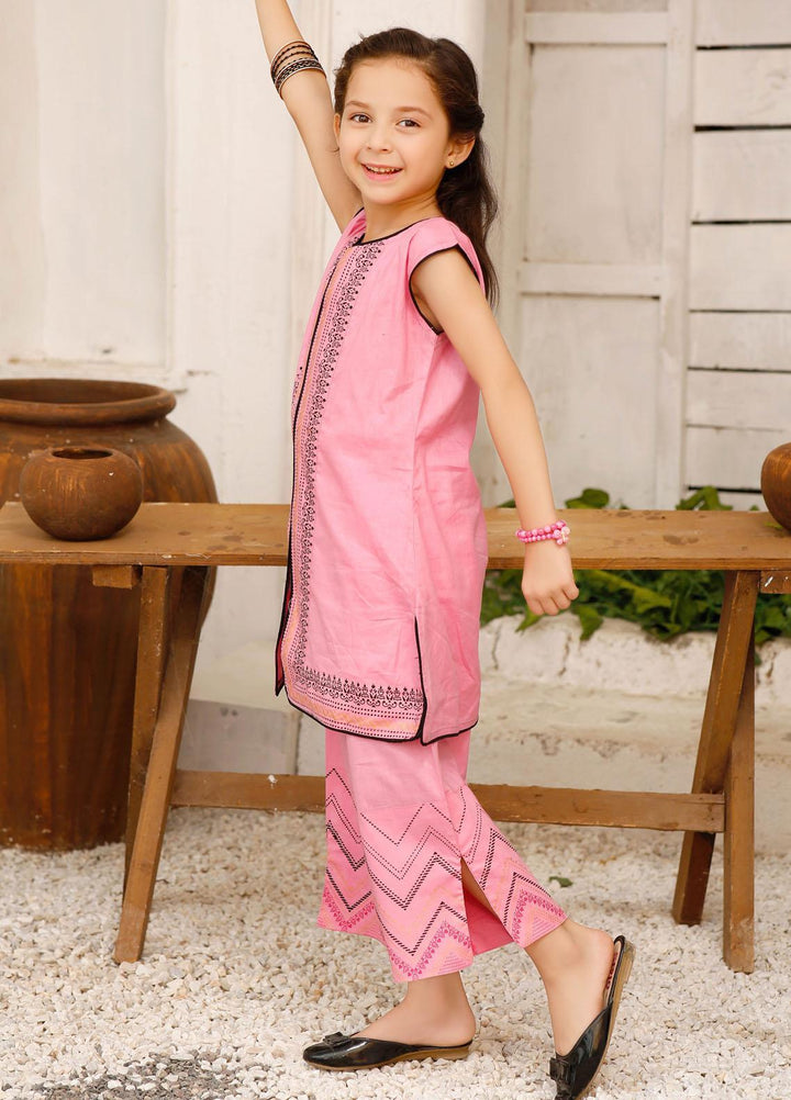 Modest Cotton Pret 2 Piece Suit for Girls -  Blink 7005-Pink