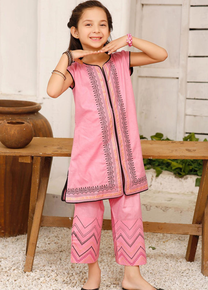 Modest Cotton Pret 2 Piece Suit for Girls -  Blink 7005-Pink