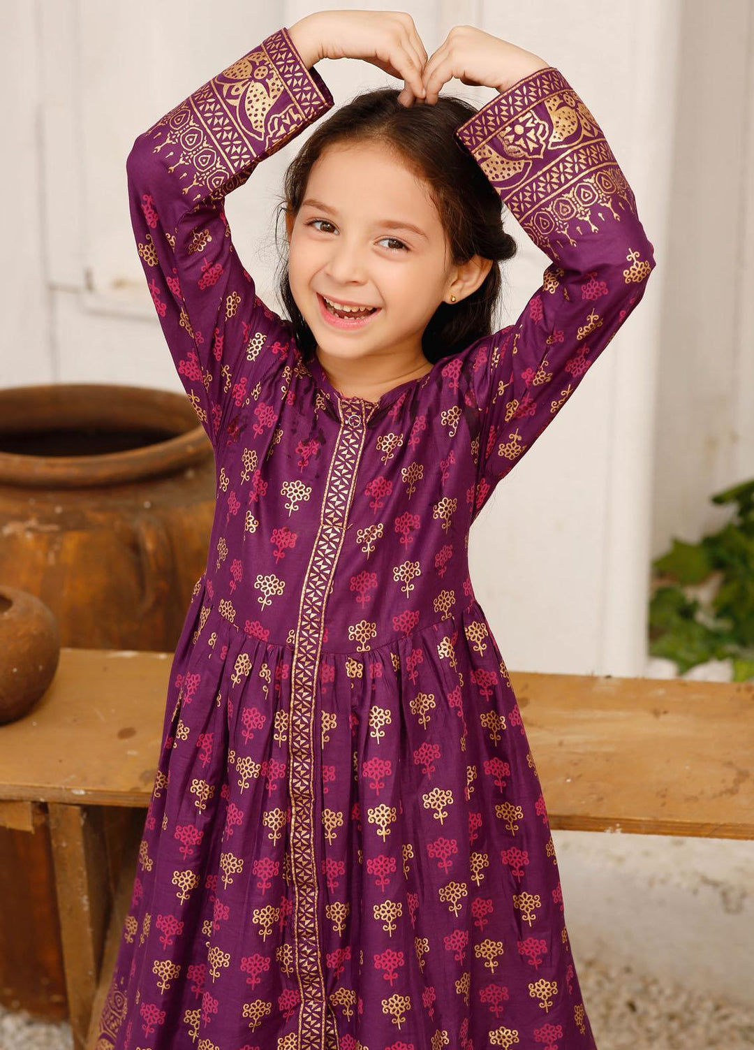 Modest Cotton Pret 2 Piece Suit for Girls -  Mulberry 7015-Purple