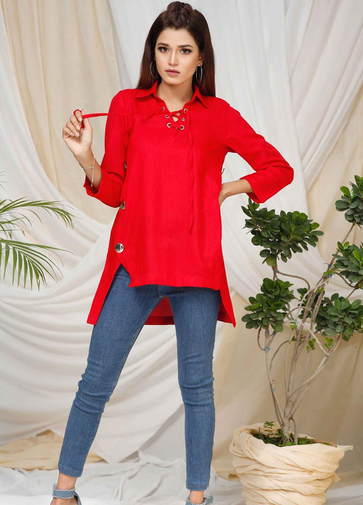 Modest Pret  Raw Silk Top Ruby W94-Red