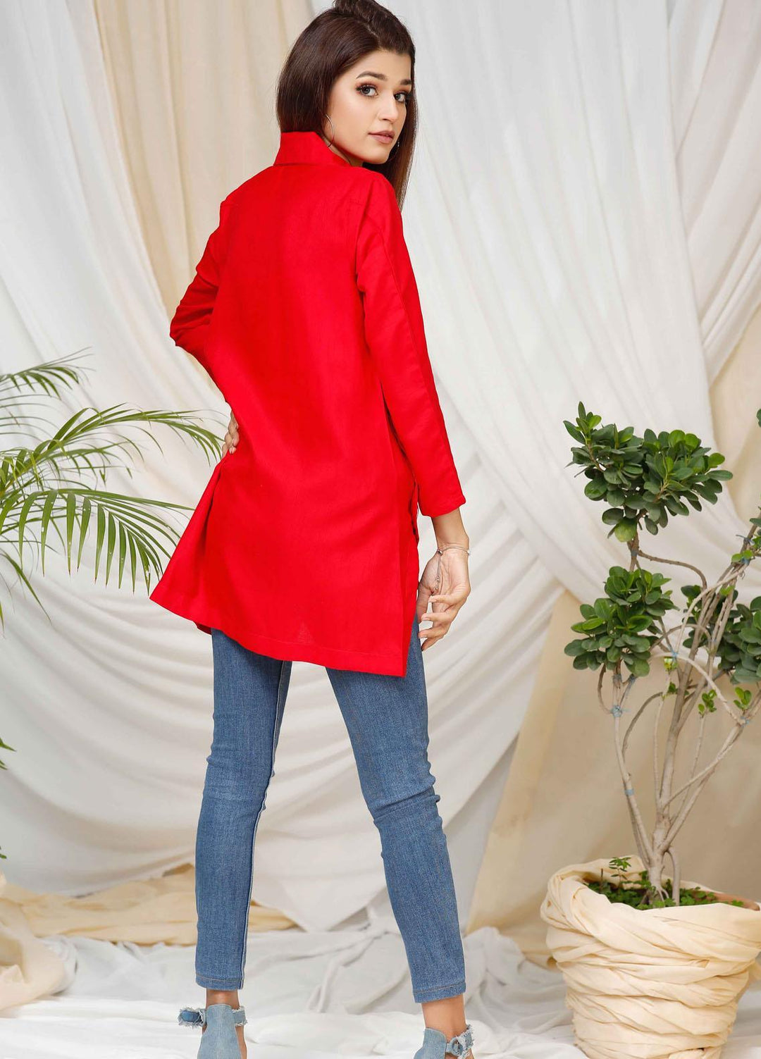 Modest Pret  Raw Silk Top Ruby W94-Red