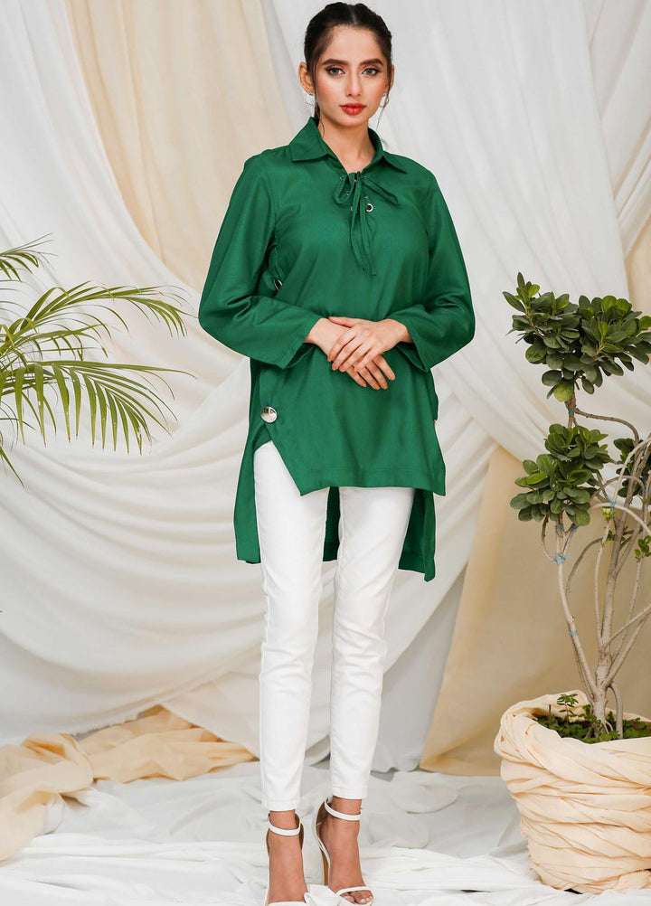 Modest Pret  Raw Silk Top Lavish W94-Green