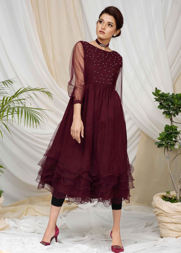 Modest Pret  Net Frock Claret W96-Maroon