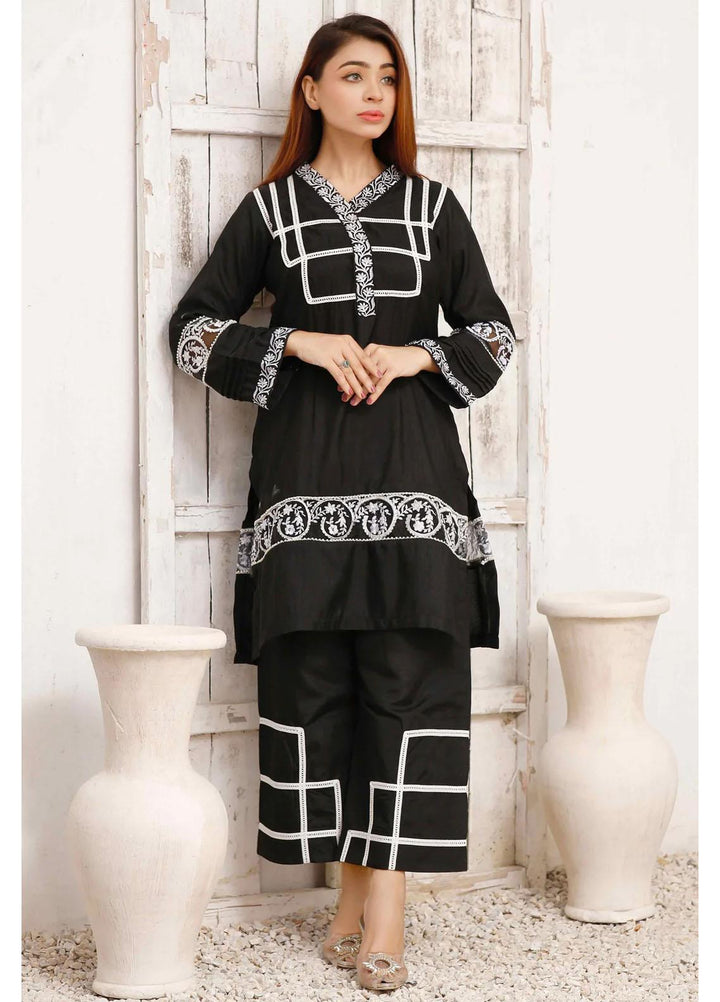 Modest Casual Pret  Khaddar 2 Piece Suit W191-Black