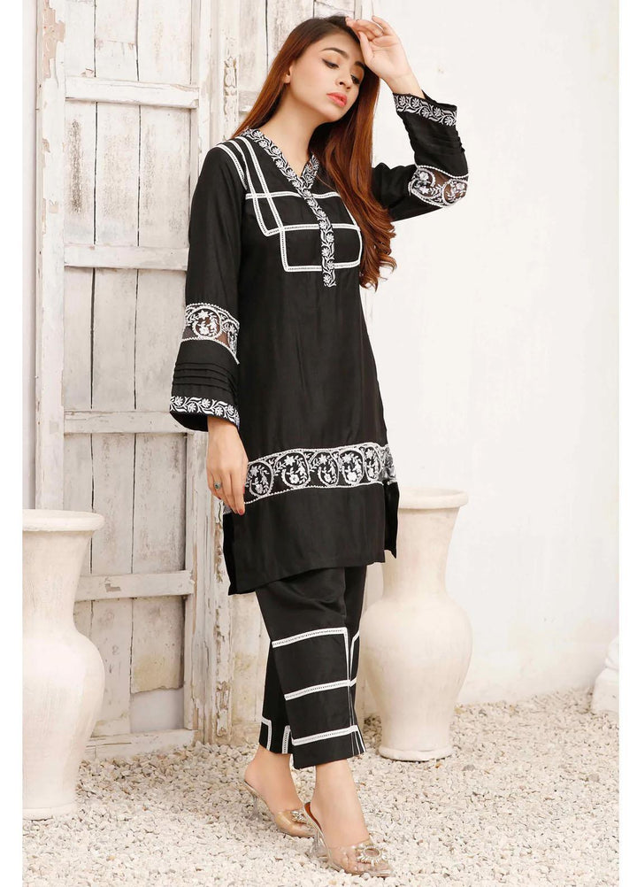 Modest Casual Pret  Khaddar 2 Piece Suit W191-Black