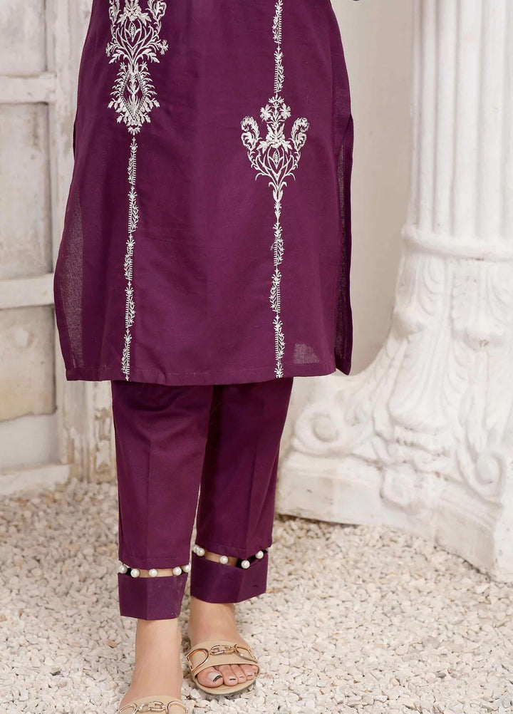 Modest Casual Pret  Khaddar 2 Piece Suit W199-Purple