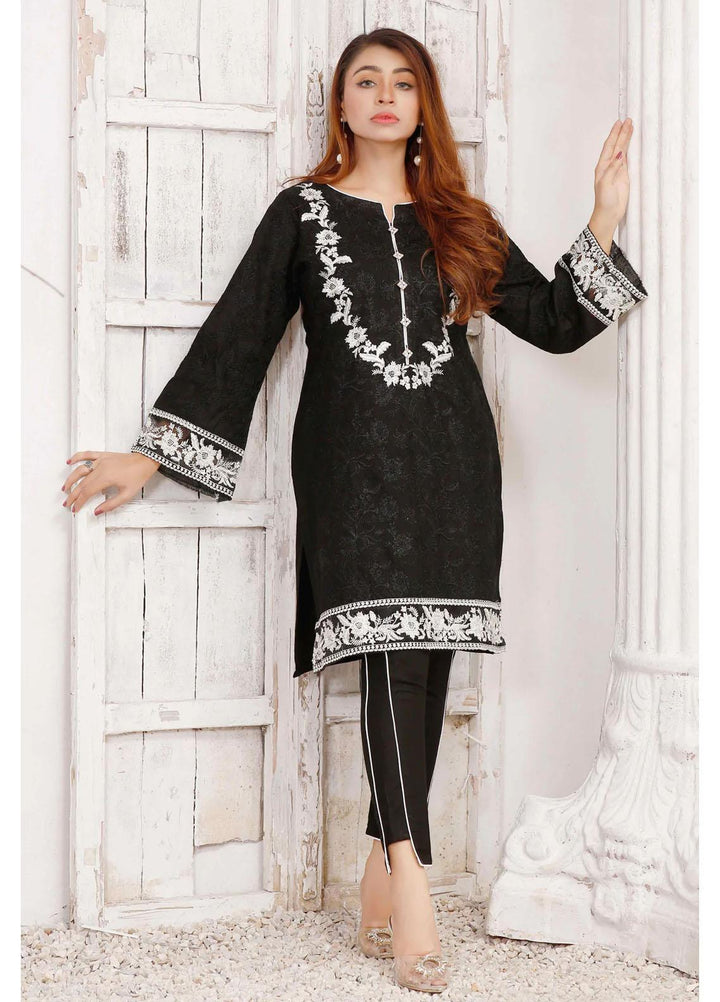 Modest Casual Pret  Khaddar 2 Piece Suit W190-Black