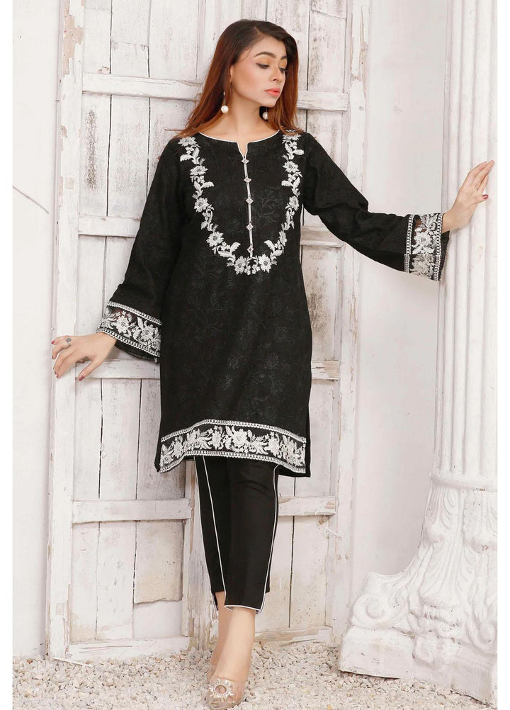 Modest Casual Pret  Khaddar 2 Piece Suit W190-Black