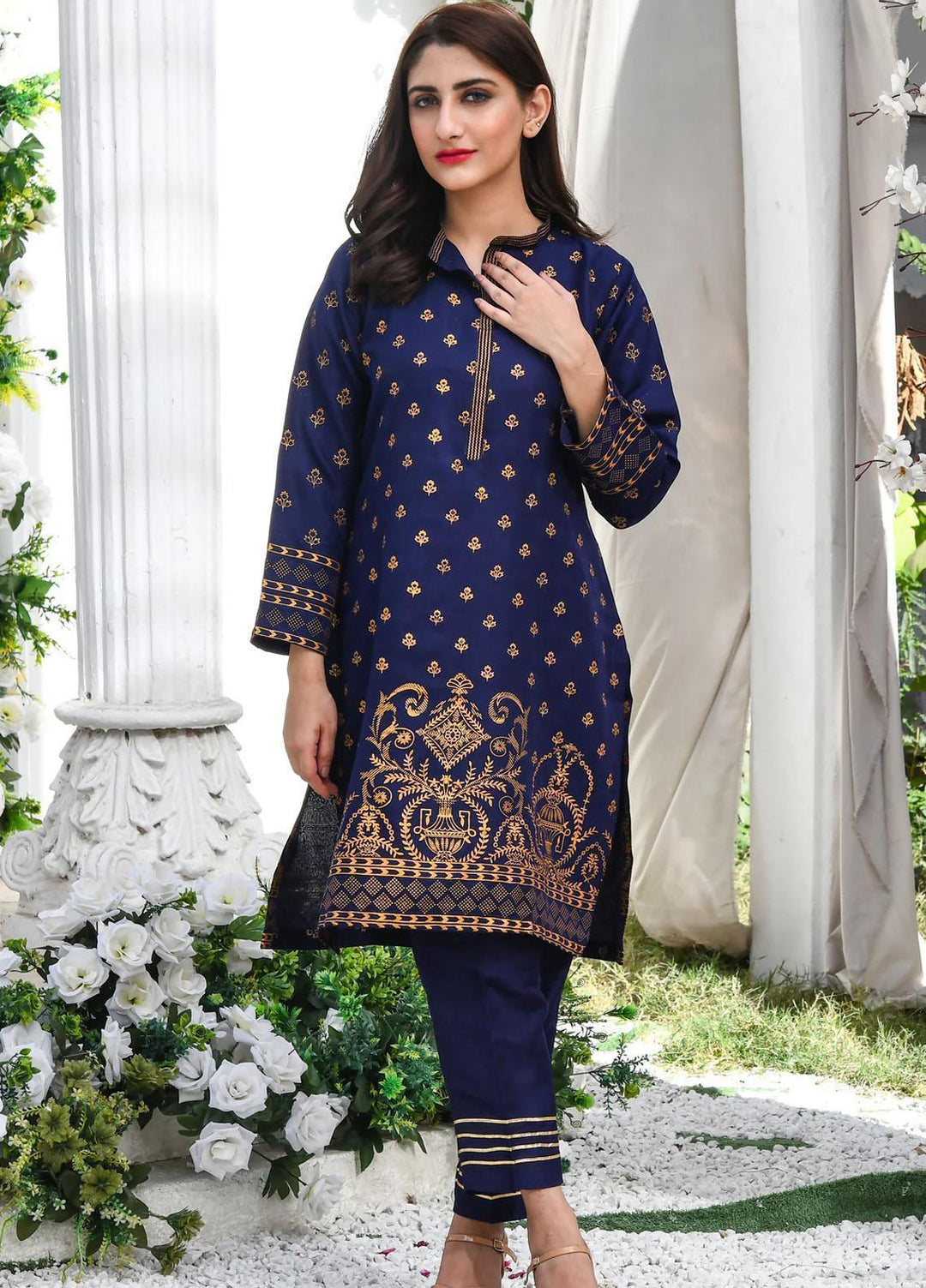 Modest Pret  Raw Silk 2 Piece Suit Parisa W208-Blue