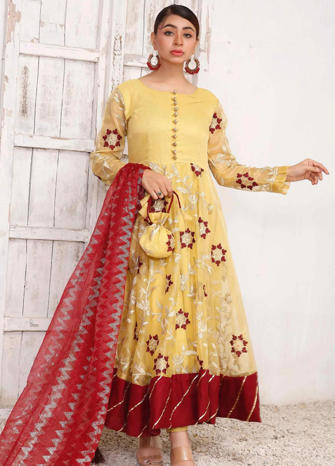 Modest Luxury Pret  Missouri 3 Piece Suit Nur Jahan W162-Yellow