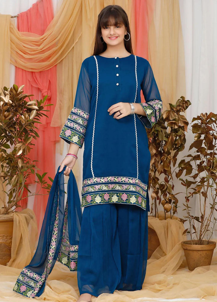 Modest Pret  Chiffon  3 Piece 5105 Blue-G