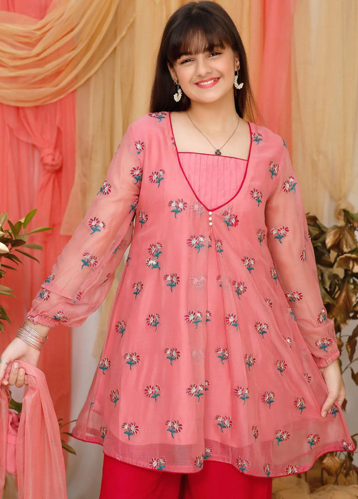 Modest Pret  Chiffon  3 Piece 4725 Tea Pink