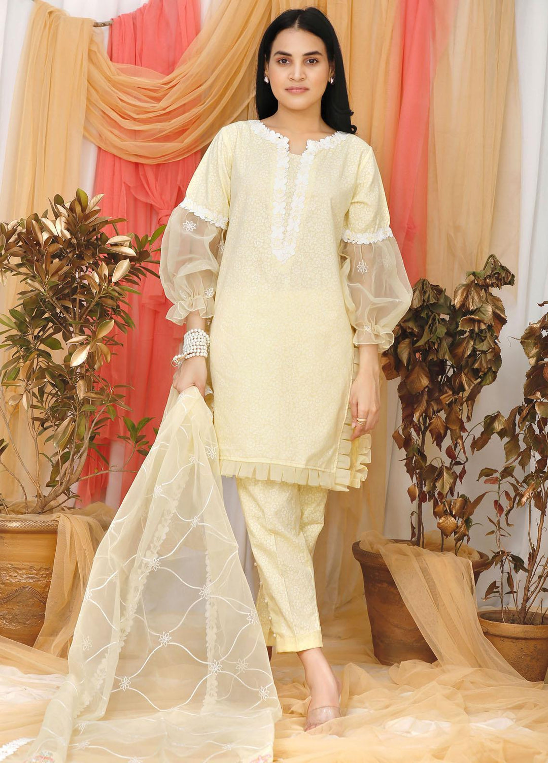 Modest Pret  Organza 3 Piece W108 Lemon