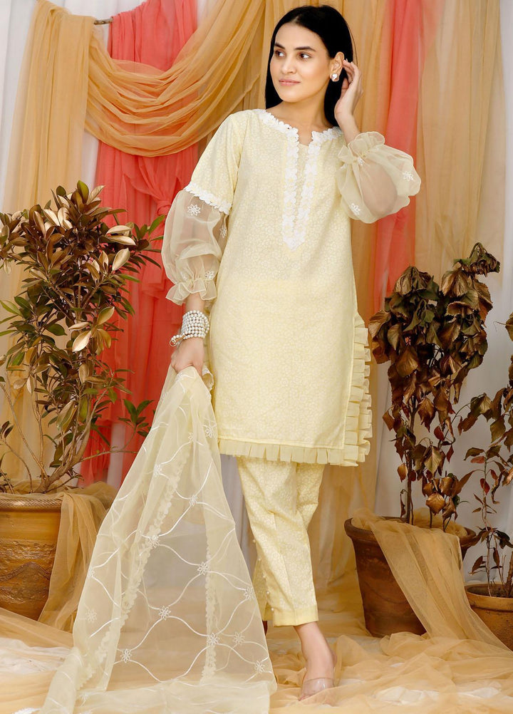 Modest Pret  Organza 3 Piece W108 Lemon