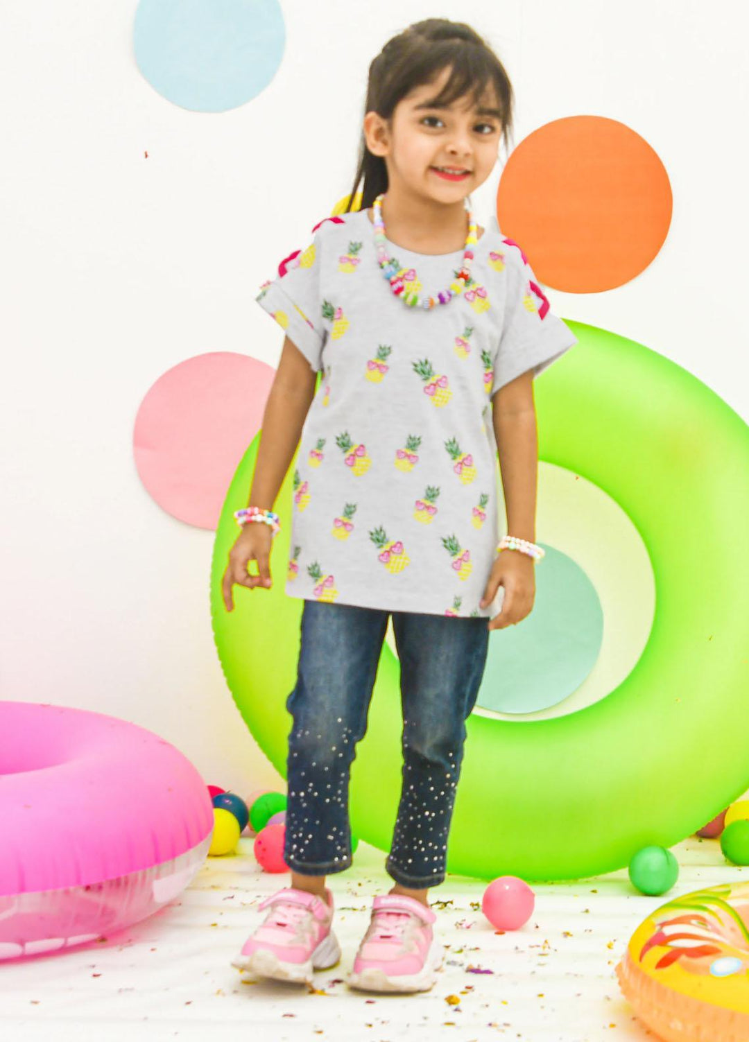 Modest  Fancy T-Shirt for Girls -  GSC2305-Grey