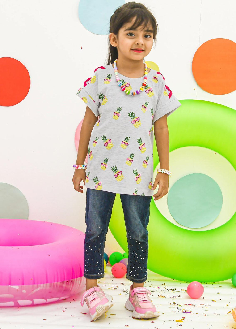 Modest  Fancy T-Shirt for Girls -  GSC2305-Grey