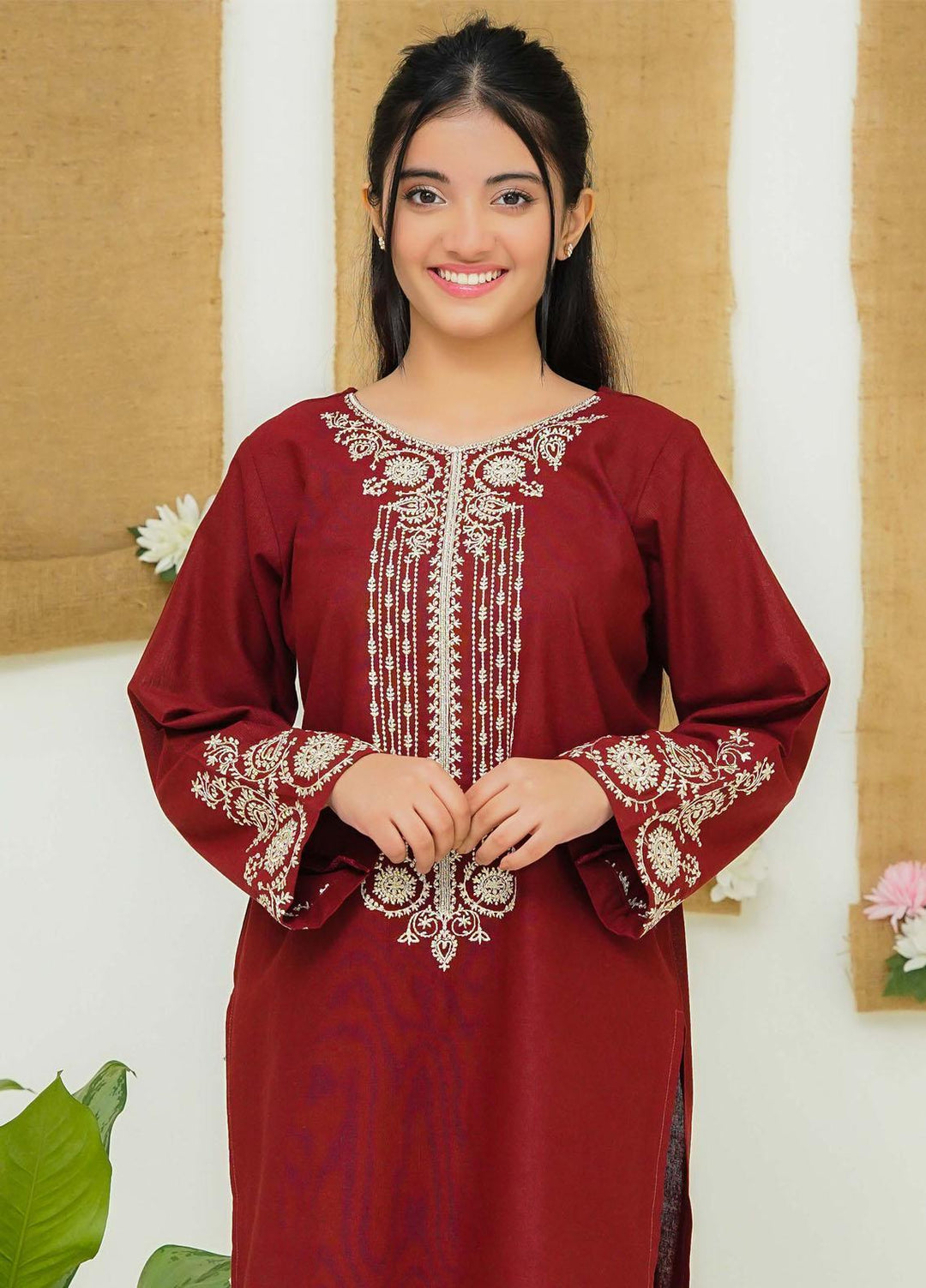 Modest Khaddar Casual 2 Piece Suit for Girls -  Wineflux