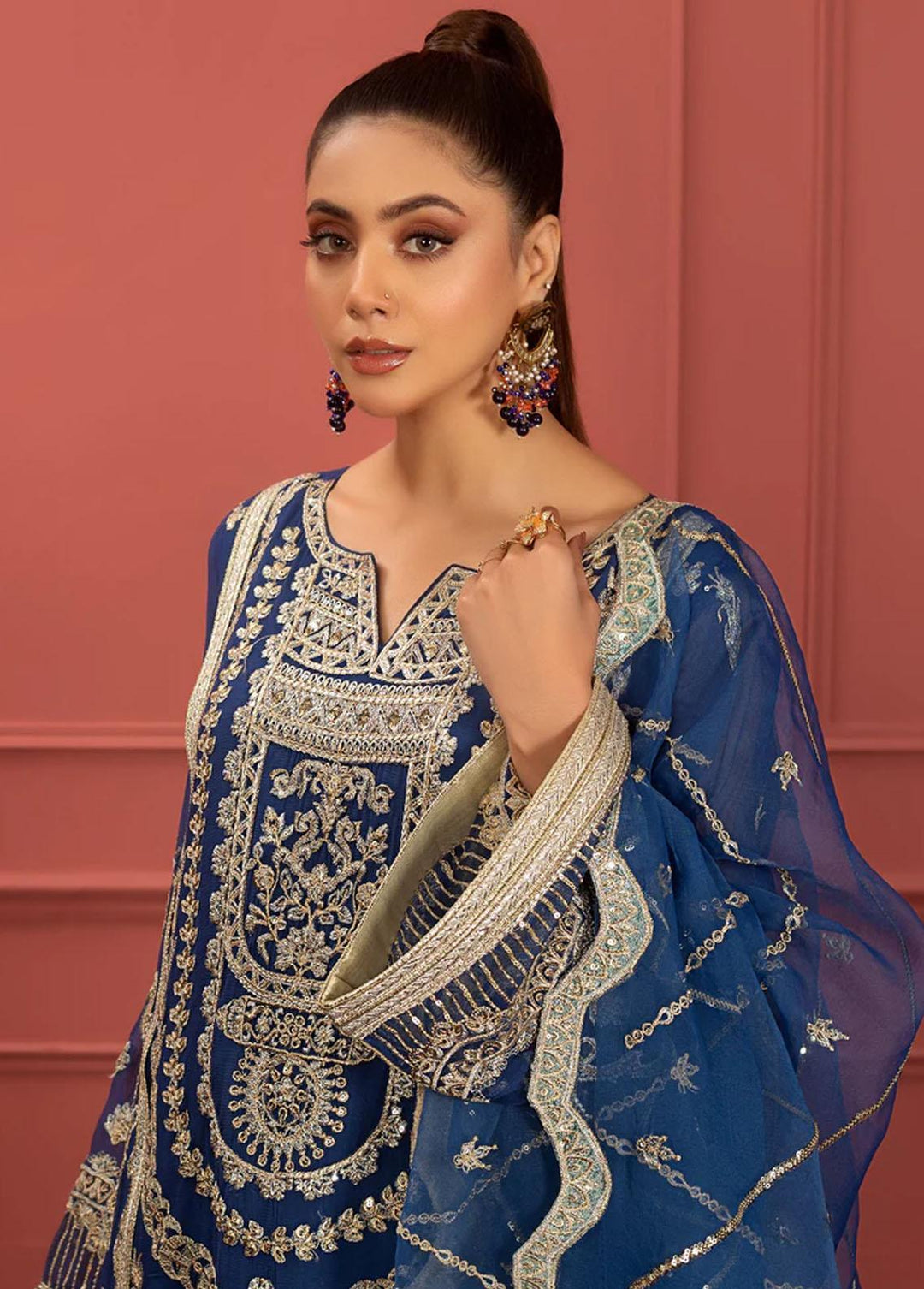 Mohagney By Freesia Embroidered Chiffon Suits Unstitched 3 Piece FRE23M FFD-0103 Naazli - Premium Collection