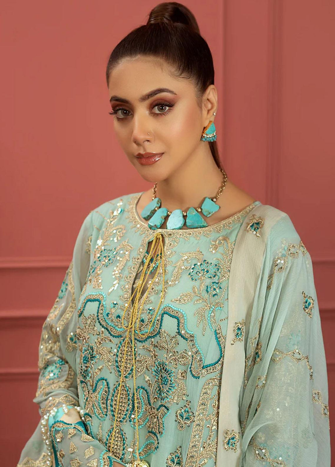 Mohagney By Freesia Embroidered Chiffon Suits Unstitched 3 Piece FRE23M FFD-0107 Zarie - Premium Collection