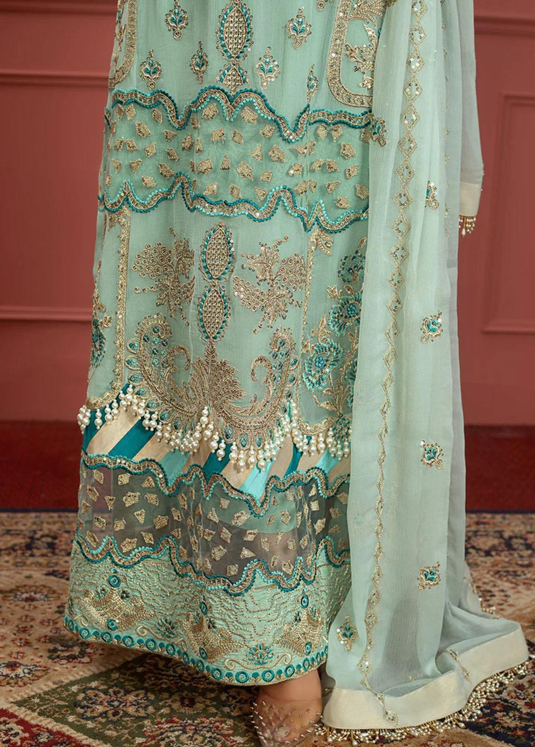 Mohagney By Freesia Embroidered Chiffon Suits Unstitched 3 Piece FRE23M FFD-0107 Zarie - Premium Collection