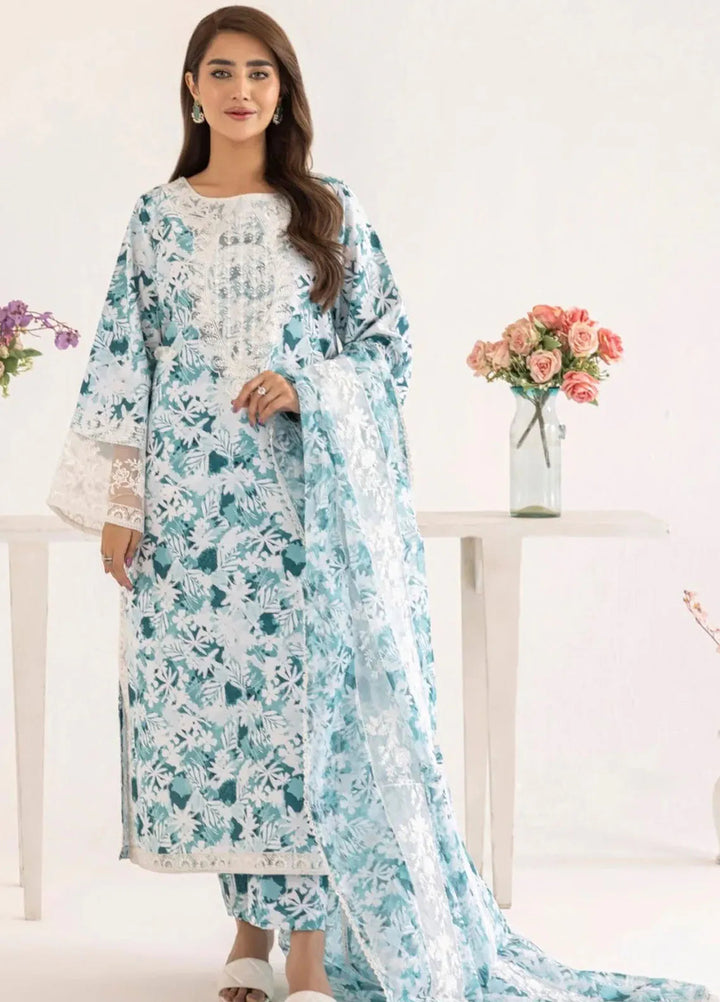 Mohagni Embroidered Lawn Suit Unstitched 3 Piece MG24T PLS-124 - Summer Collection