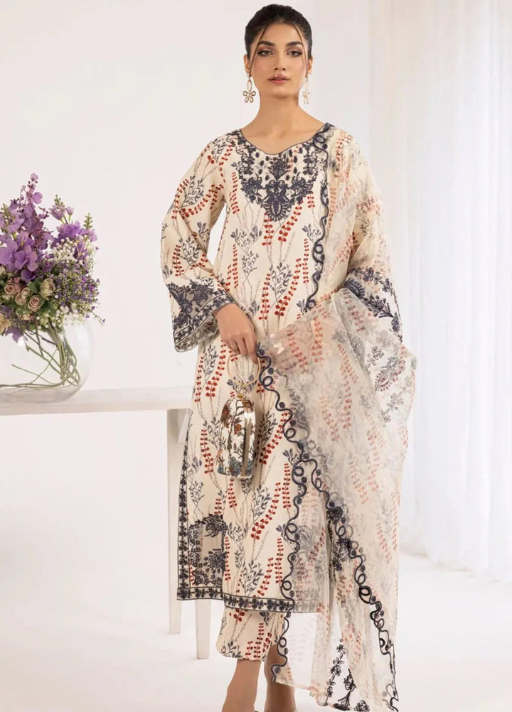 Mohagni Embroidered Lawn Suit Unstitched 3 Piece MG24T PLS-125 - Summer Collection