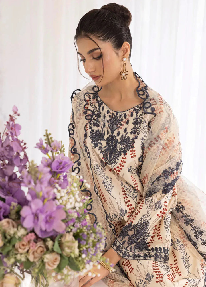 Mohagni Embroidered Lawn Suit Unstitched 3 Piece MG24T PLS-125 - Summer Collection