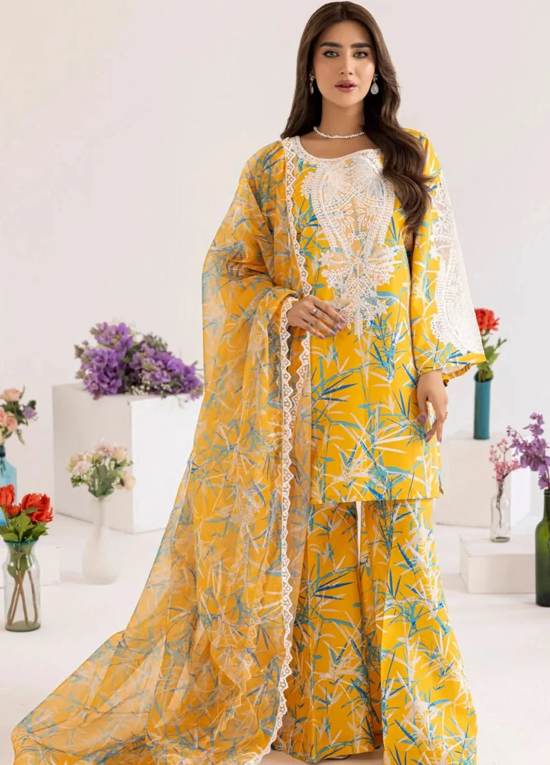 Mohagni Embroidered Lawn Suit Unstitched 3 Piece MG24T PLS-127 - Summer Collection