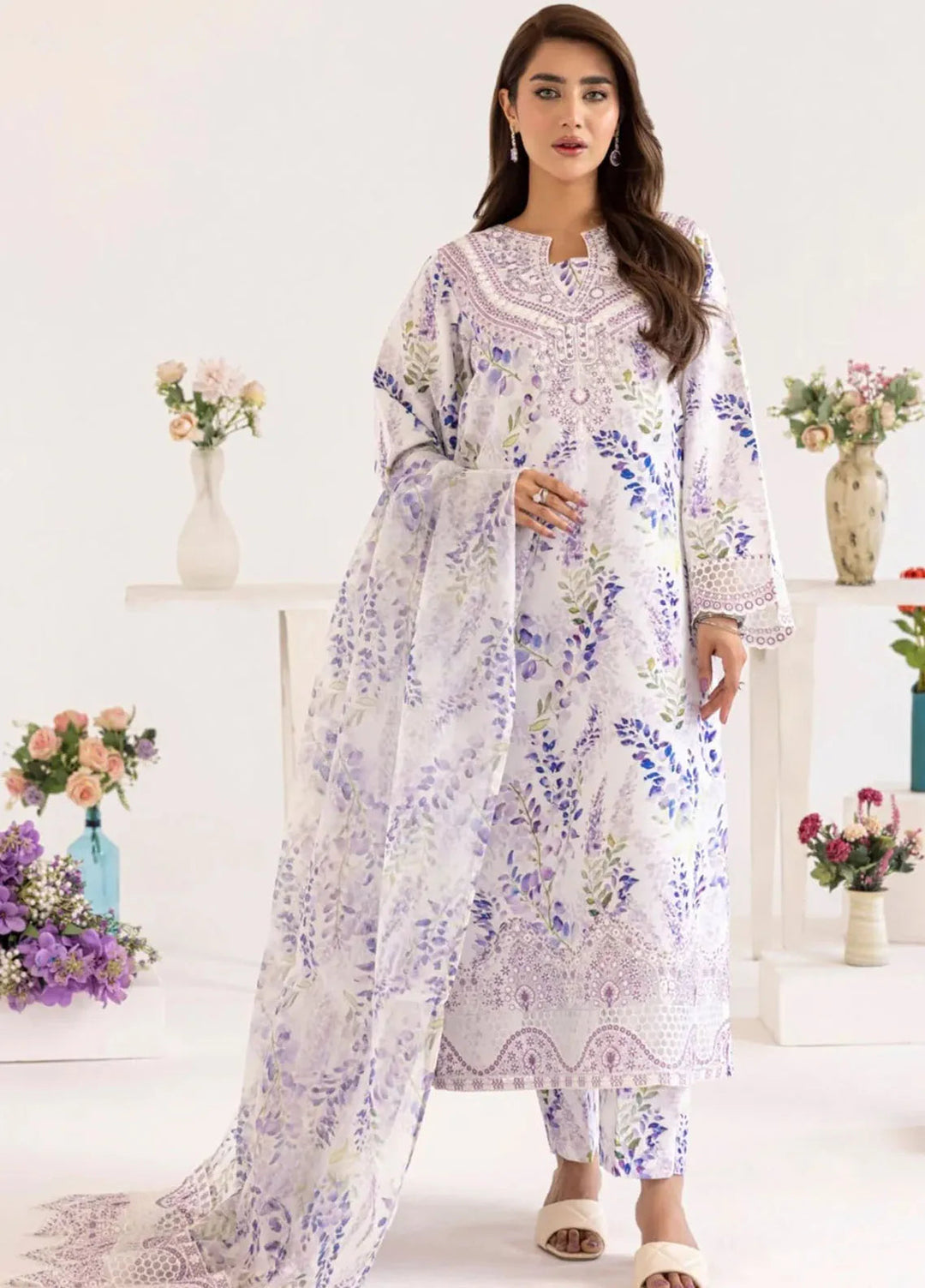 Mohagni Embroidered Lawn Suit Unstitched 3 Piece MG24T PLS-130 - Summer Collection