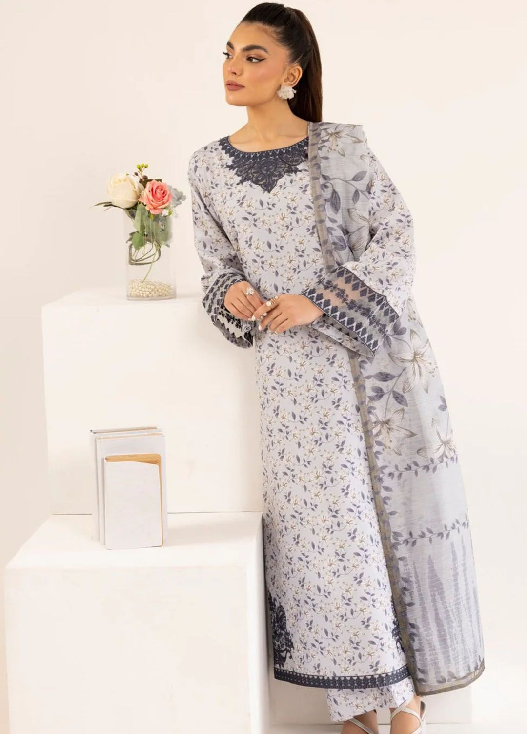 Mohagni Embroidered Lawn Suits Unstitched 3 Piece MG24T PLS-106 - Summer Collection