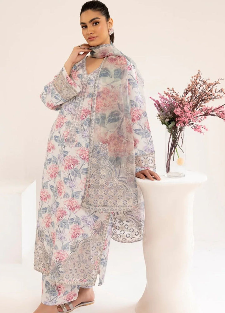 Mohagni Embroidered Lawn Suits Unstitched 3 Piece MG24T PLS-107 - Summer Collection