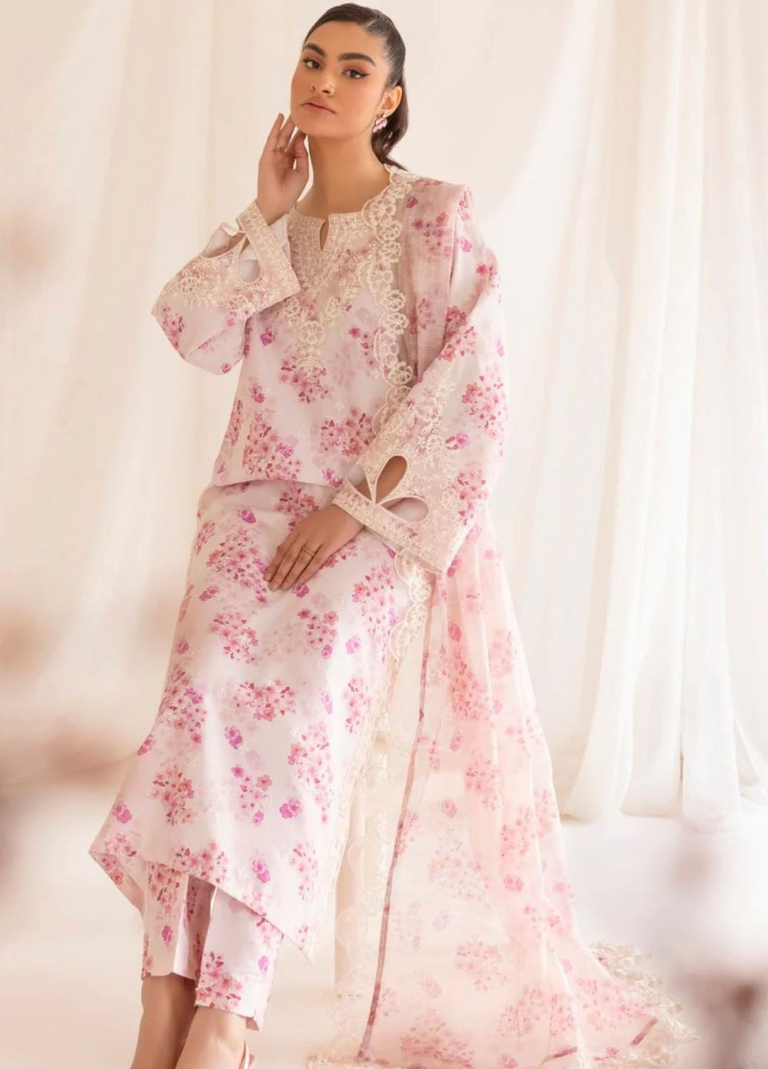 Mohagni Embroidered Lawn Suits Unstitched 3 Piece MG24T PLS-112 - Summer Collection