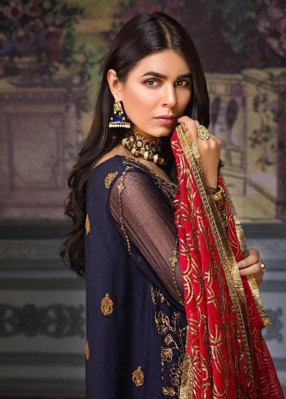Mohagni Pret Embroidered Chiffon 3 Piece Suit D-19-09