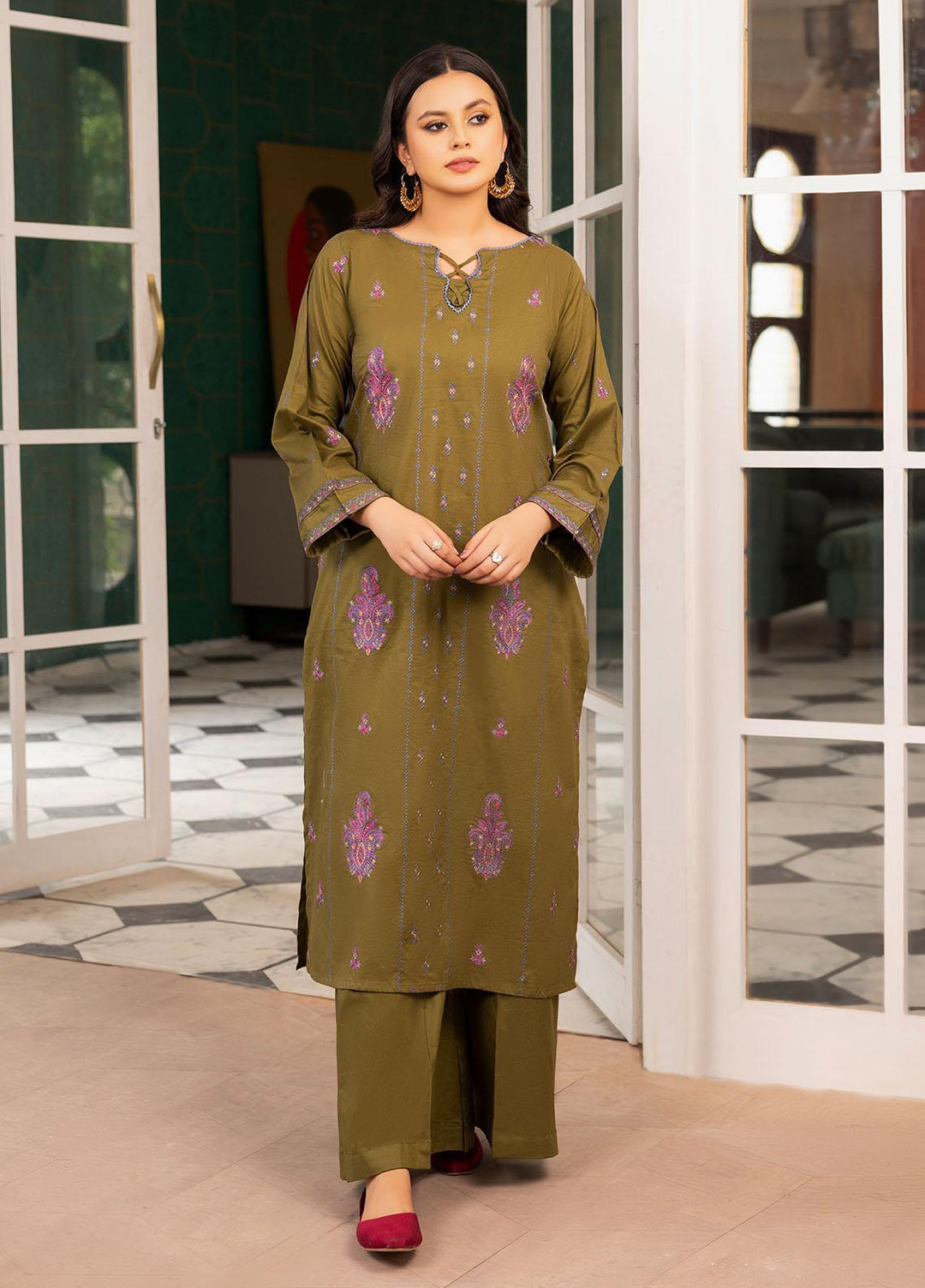 Mohagni Pret Embroidered Cotton 2 Piece Suit LEM-02