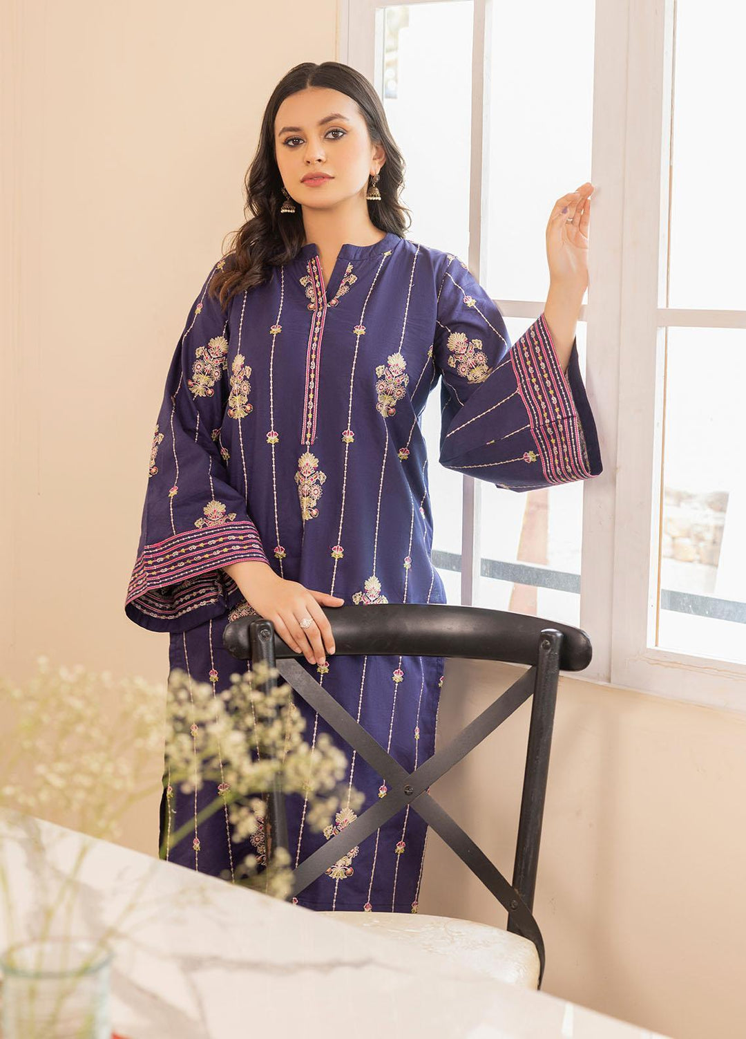 Mohagni Pret Embroidered Cotton 2 Piece Suit LEM-03
