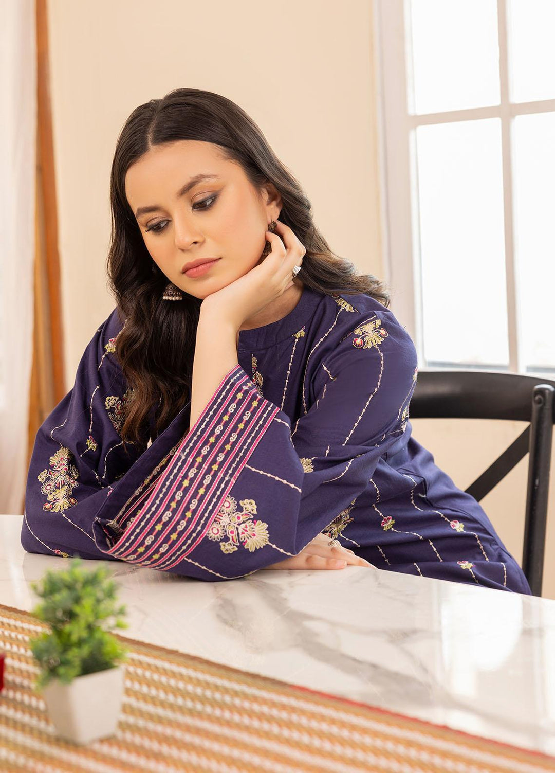 Mohagni Pret Embroidered Cotton 2 Piece Suit LEM-03