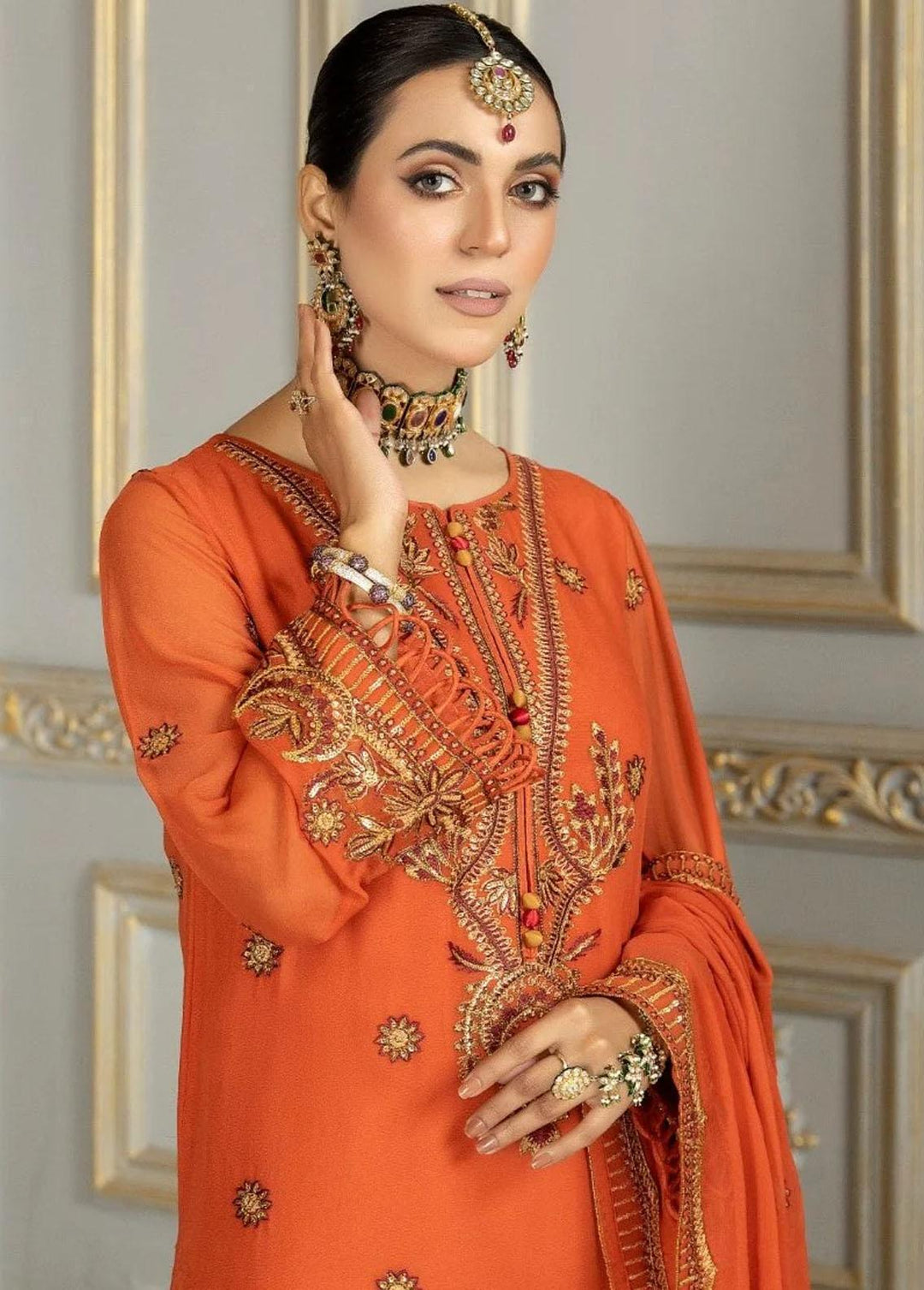 Mohagni Embroidered Chiffon Suits Unstitched 3 Piece MEC-19 - Luxury Collection