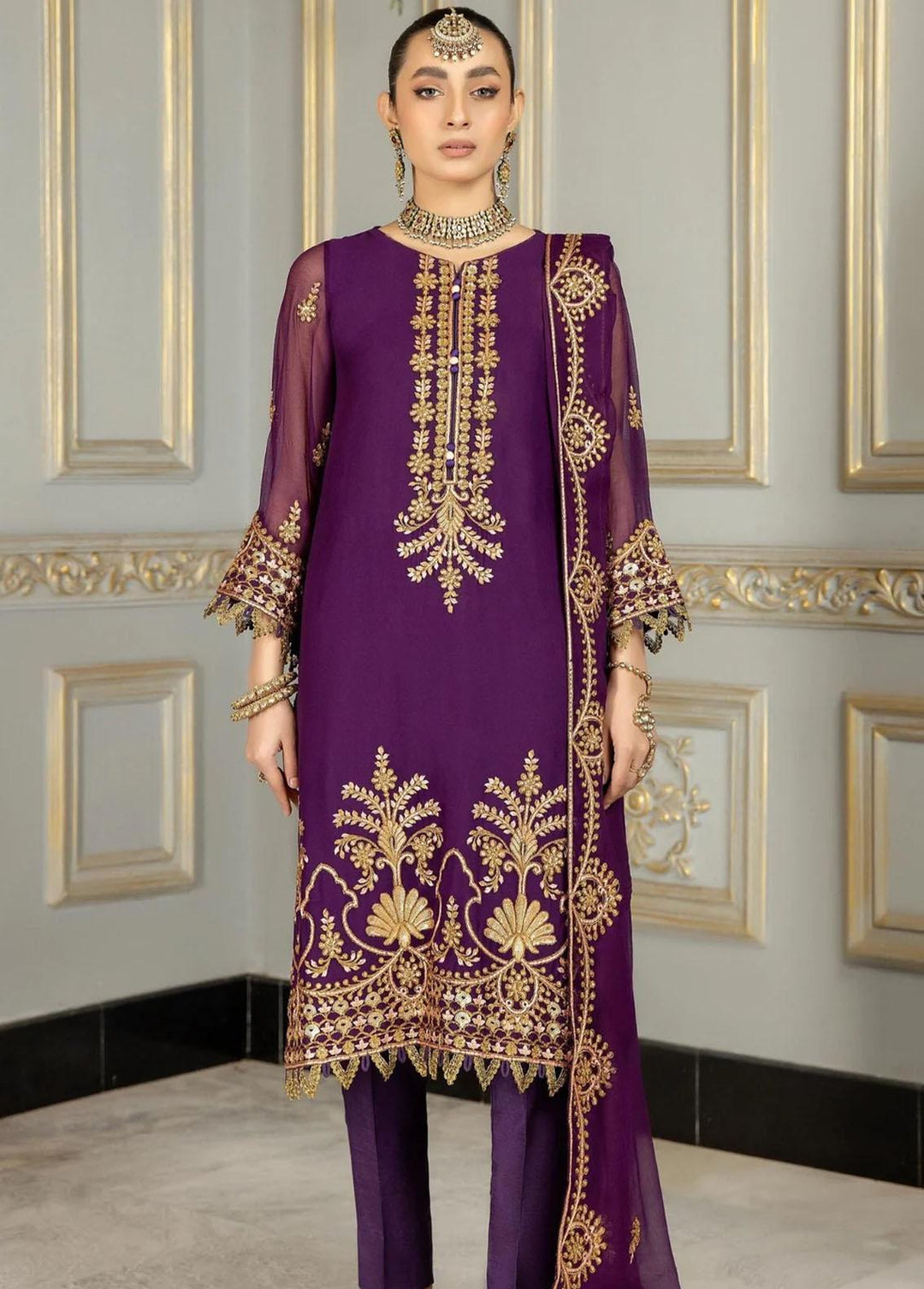 Mohagni Pret Embroidered Chiffon 3 Piece Suit MEC-23