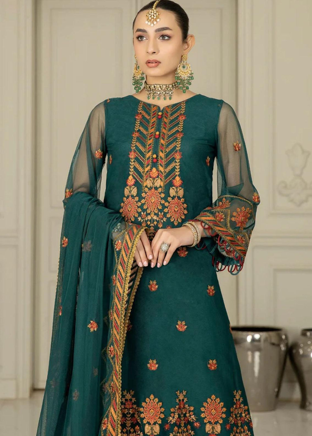 Mohagni Pret Embroidered Net 3 Piece Suit MEC-26
